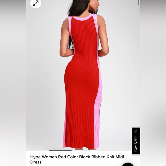Lulu’s knit midi dress- red & pink- size small - Picture 2 of 8